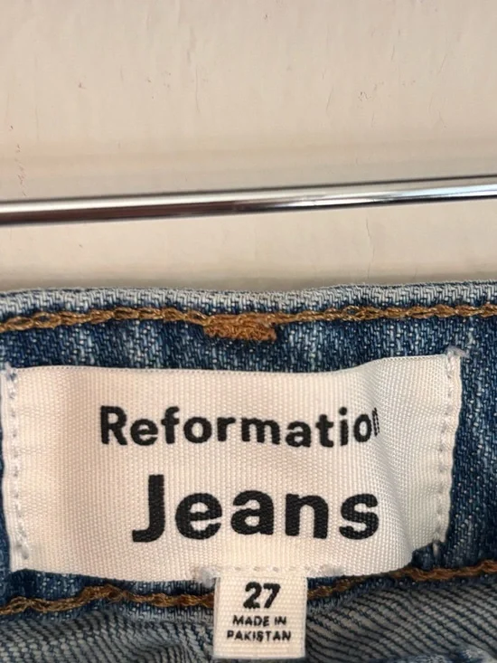 Reformation High Rise Straight Leg Jeans in Light Wash Denim, Sz 27 - Picture 4 of 4